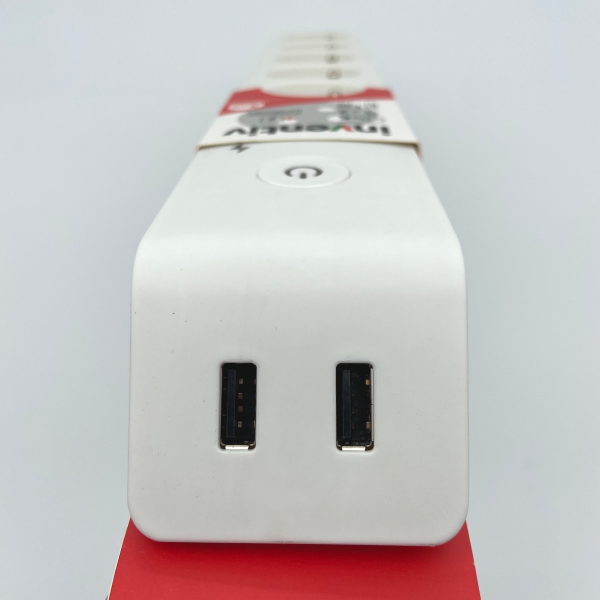 Rallonge - INVENTIV 6 Prises 2P+T + 2 USB avec Parasurtenseur Blanc
