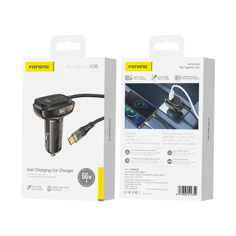 Chargeur Auto Foneng C20 (66W) Type C